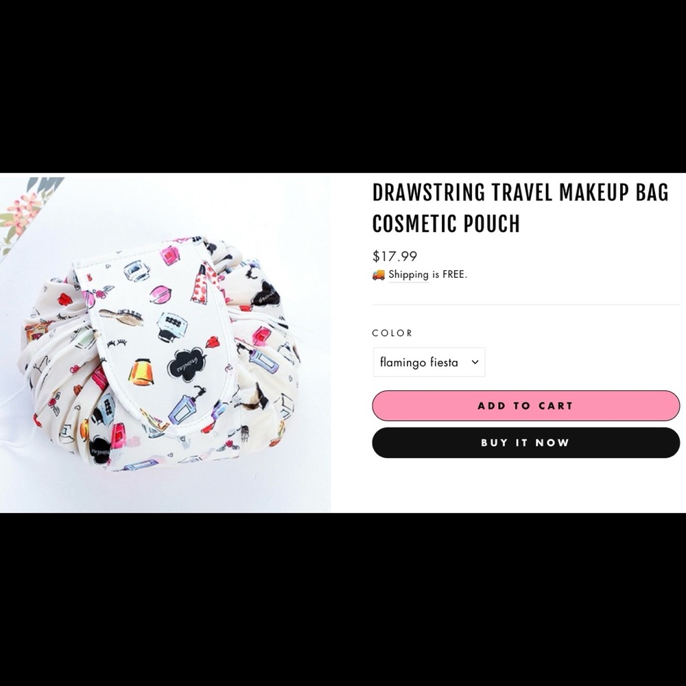 Cosmetic travel drawstring pouch NEW